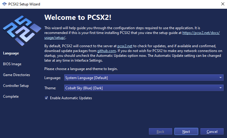 PCSX2 Setup Wizard